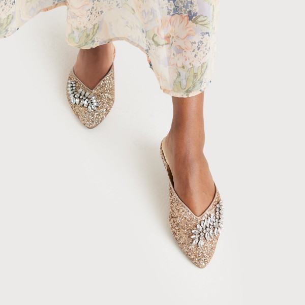 The Swan - Jeweled Gold Sparkle