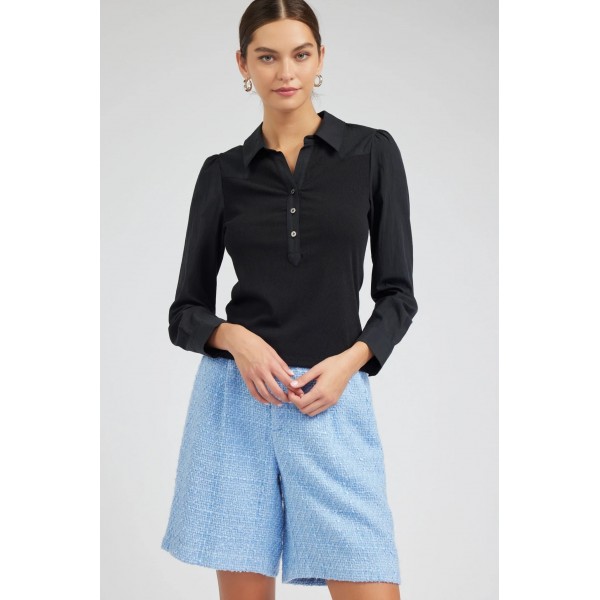 Collared Knit Top