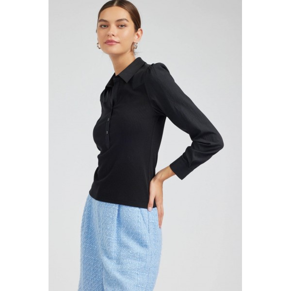 Collared Knit Top