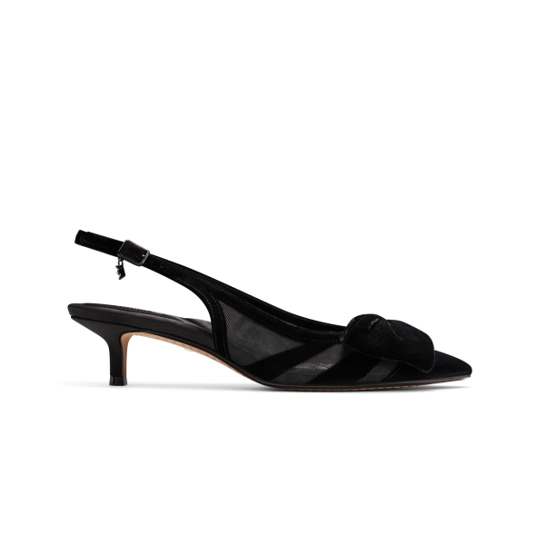 The Goldfinch Kitten Heel - Black Velvet Mesh