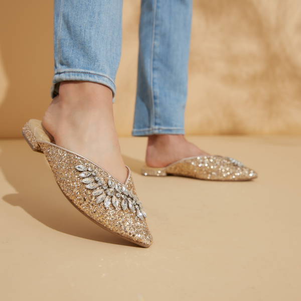 The Swan - Jeweled Gold Sparkle