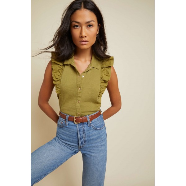 Archer Ruffle Button Top