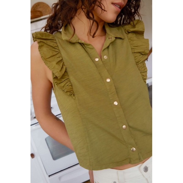 Archer Ruffle Button Top