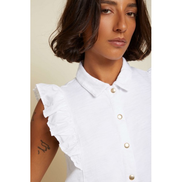 Archer Ruffle Button Top